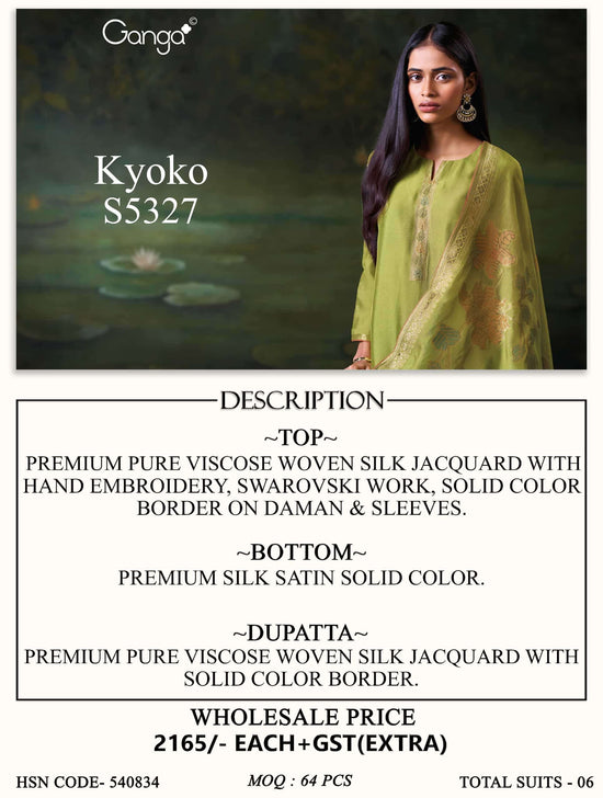 Ganga Fashion Kyoko 5327 Premium Silk Jacquard Handwork Suit