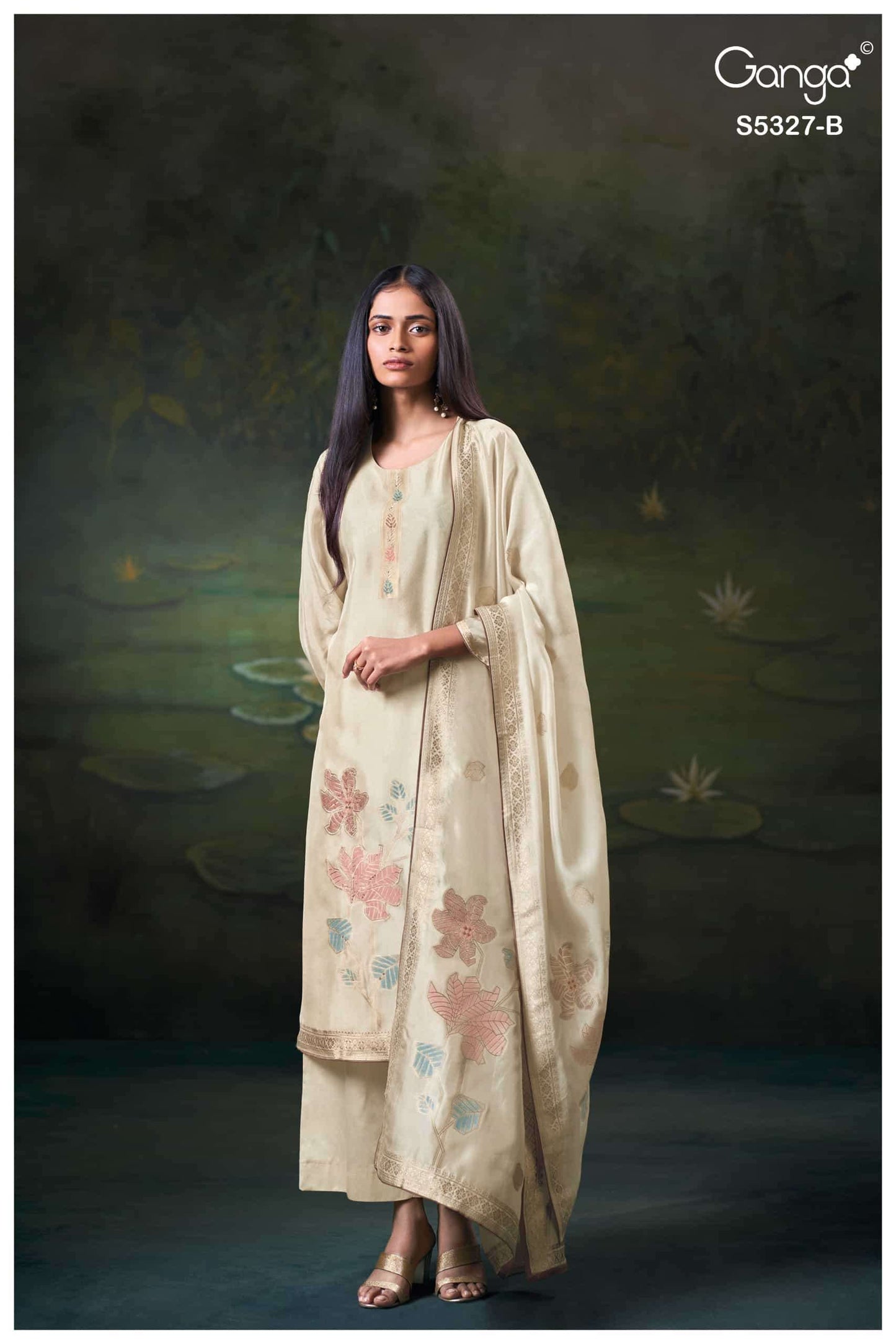 Ganga Fashion Kyoko 5327 Premium Silk Jacquard Handwork Suit
