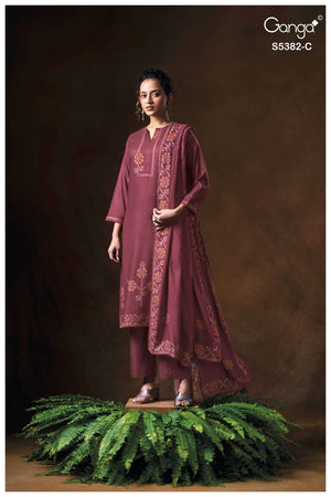 Ganga Fashion Lamia 5382 Pure Wool Pashmina Printed Dress Material