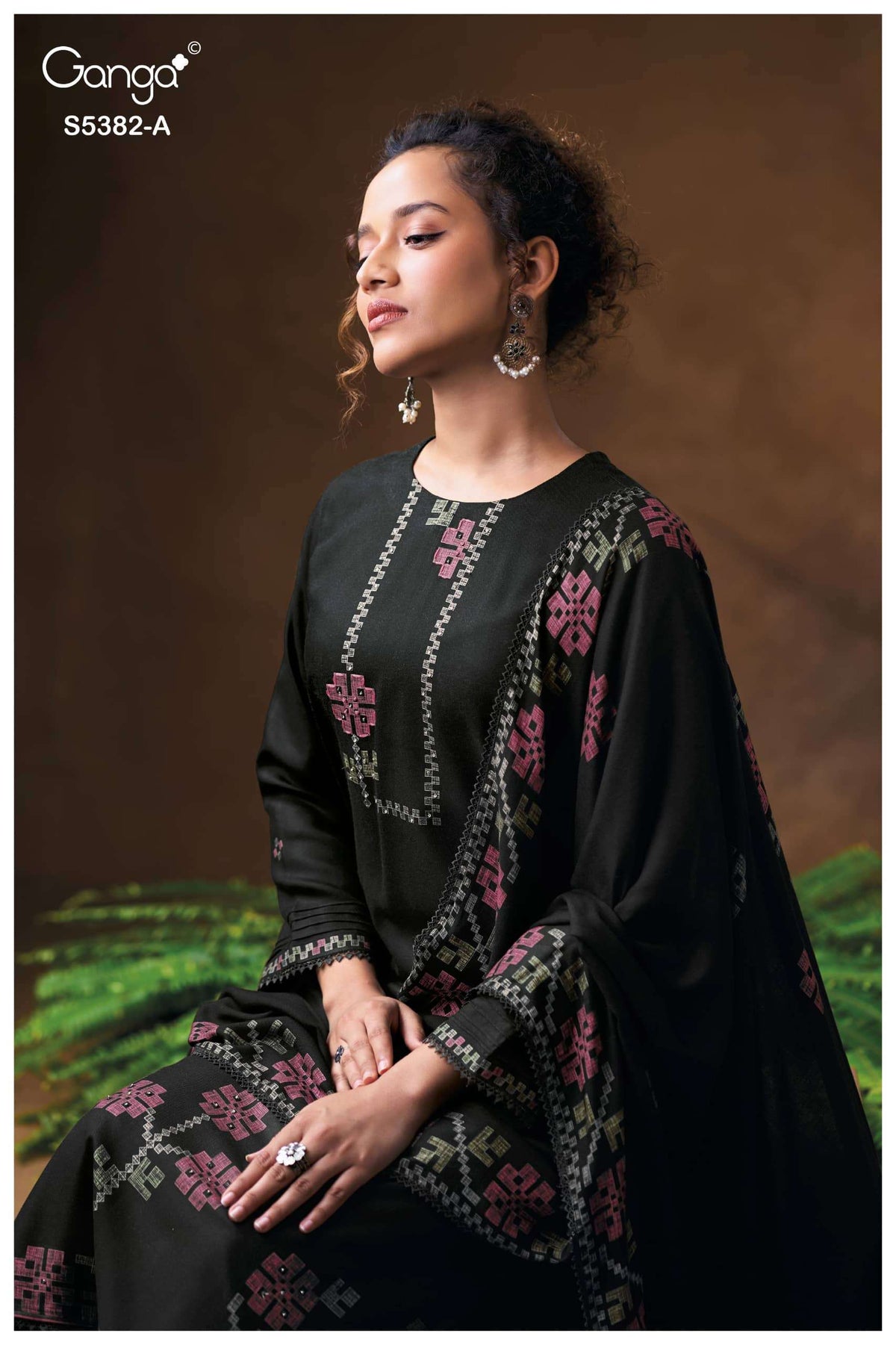 Ganga Fashion Lamia 5382 Pure Wool Pashmina Printed Dress Material