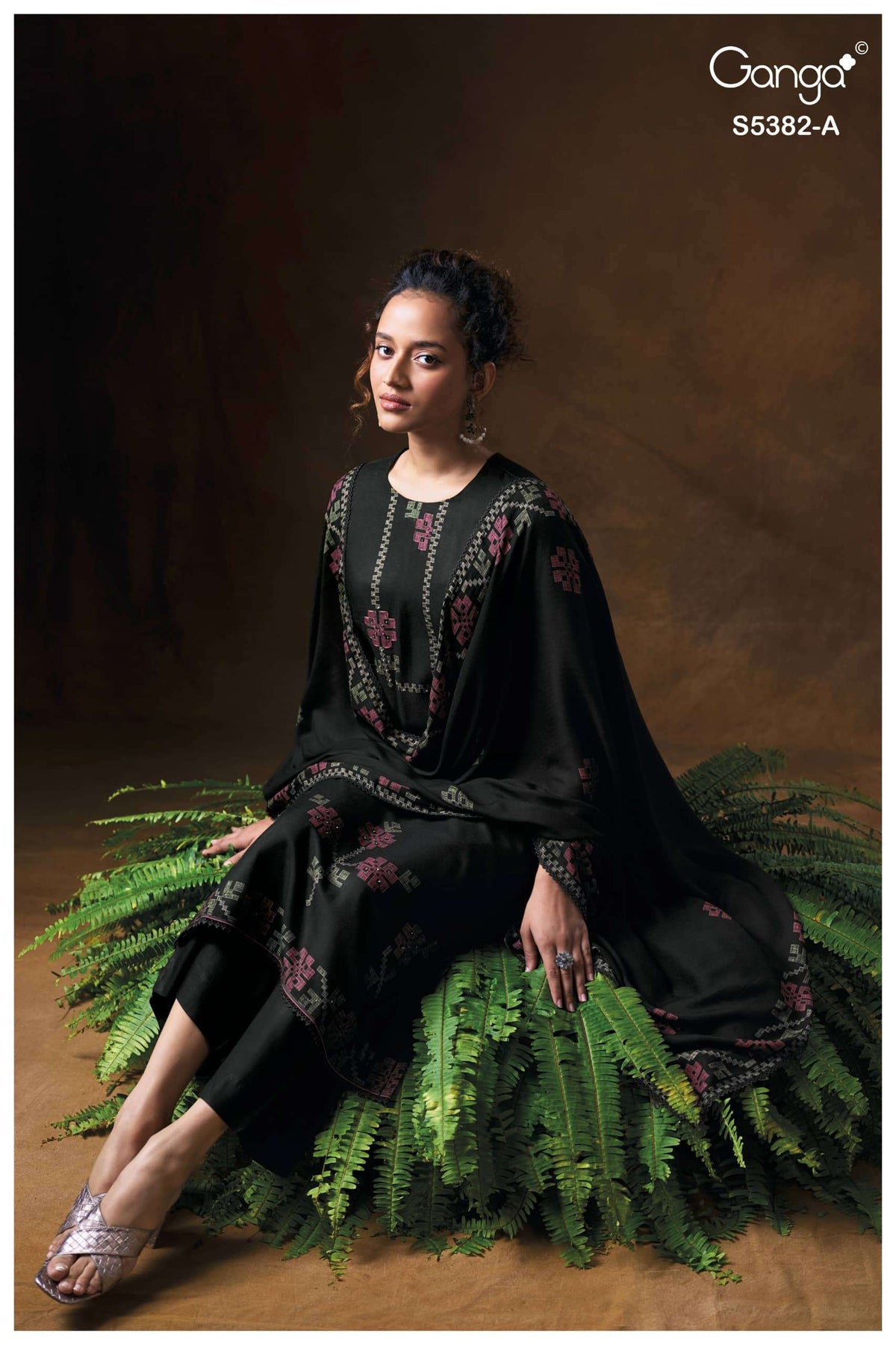 Ganga Fashion Lamia 5382 Pure Wool Pashmina Printed Dress Material