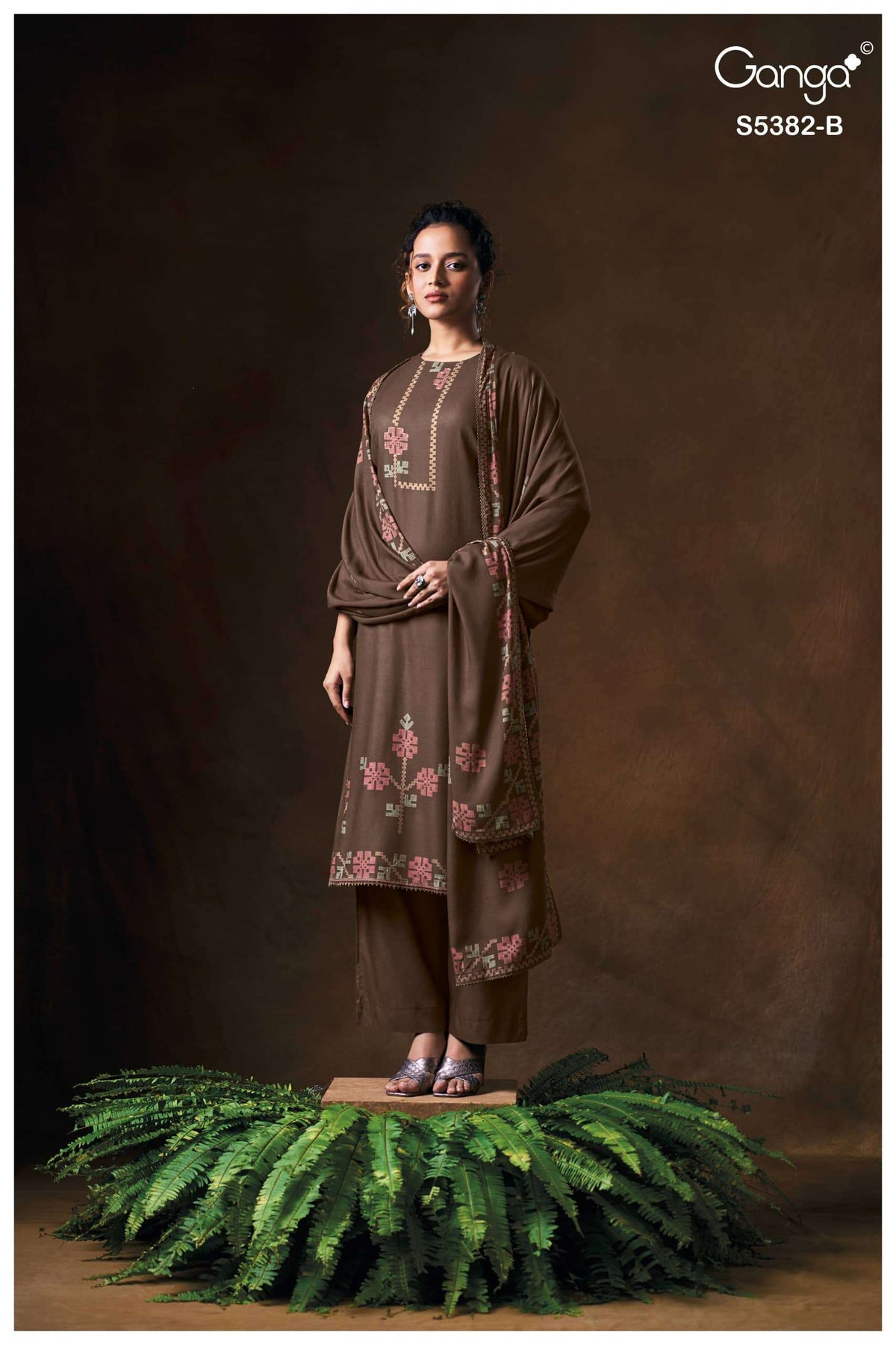 Ganga Fashion Lamia 5382 Pure Wool Pashmina Printed Dress Material