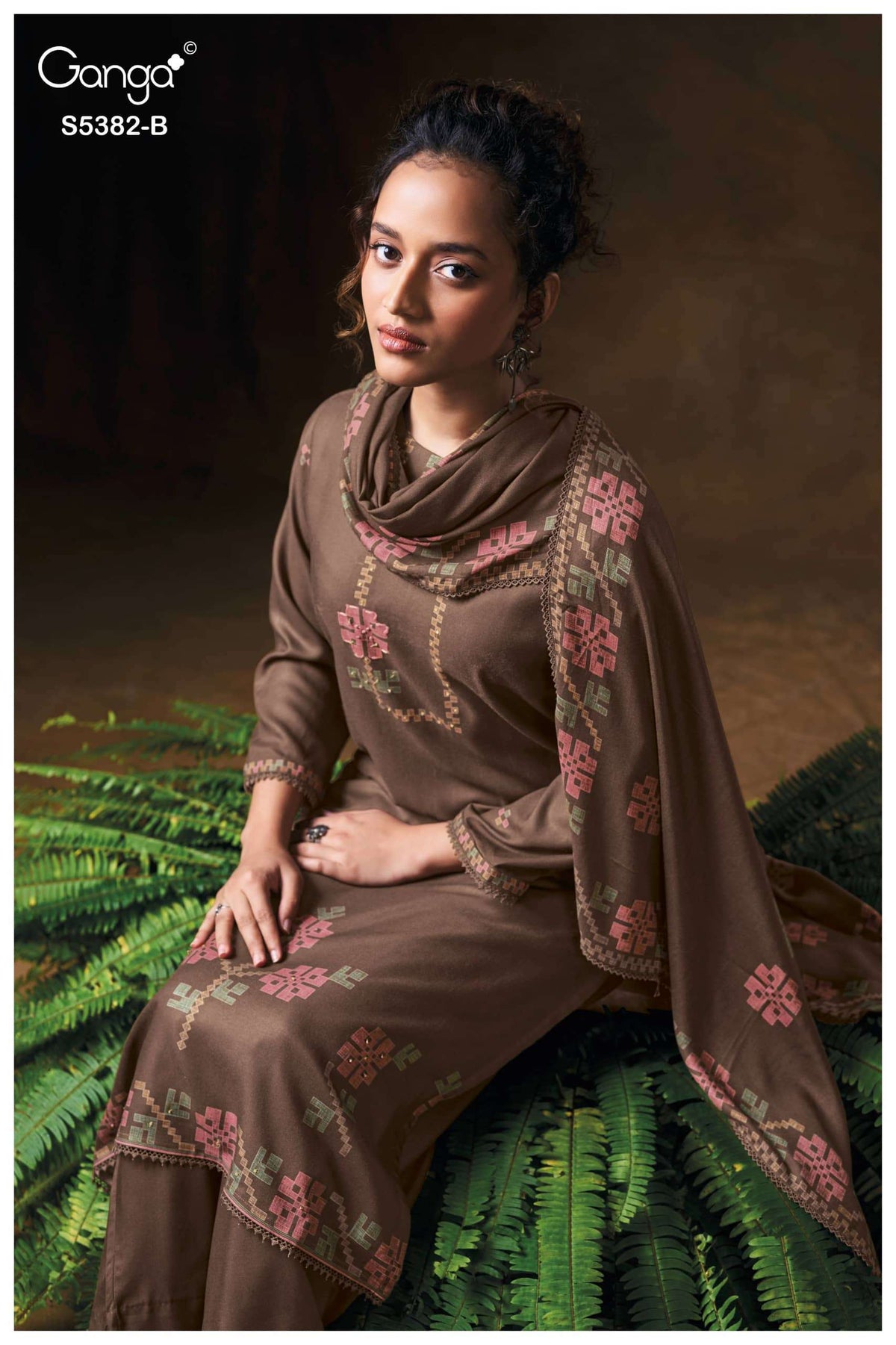 Ganga Fashion Lamia 5382 Pure Wool Pashmina Printed Dress Material