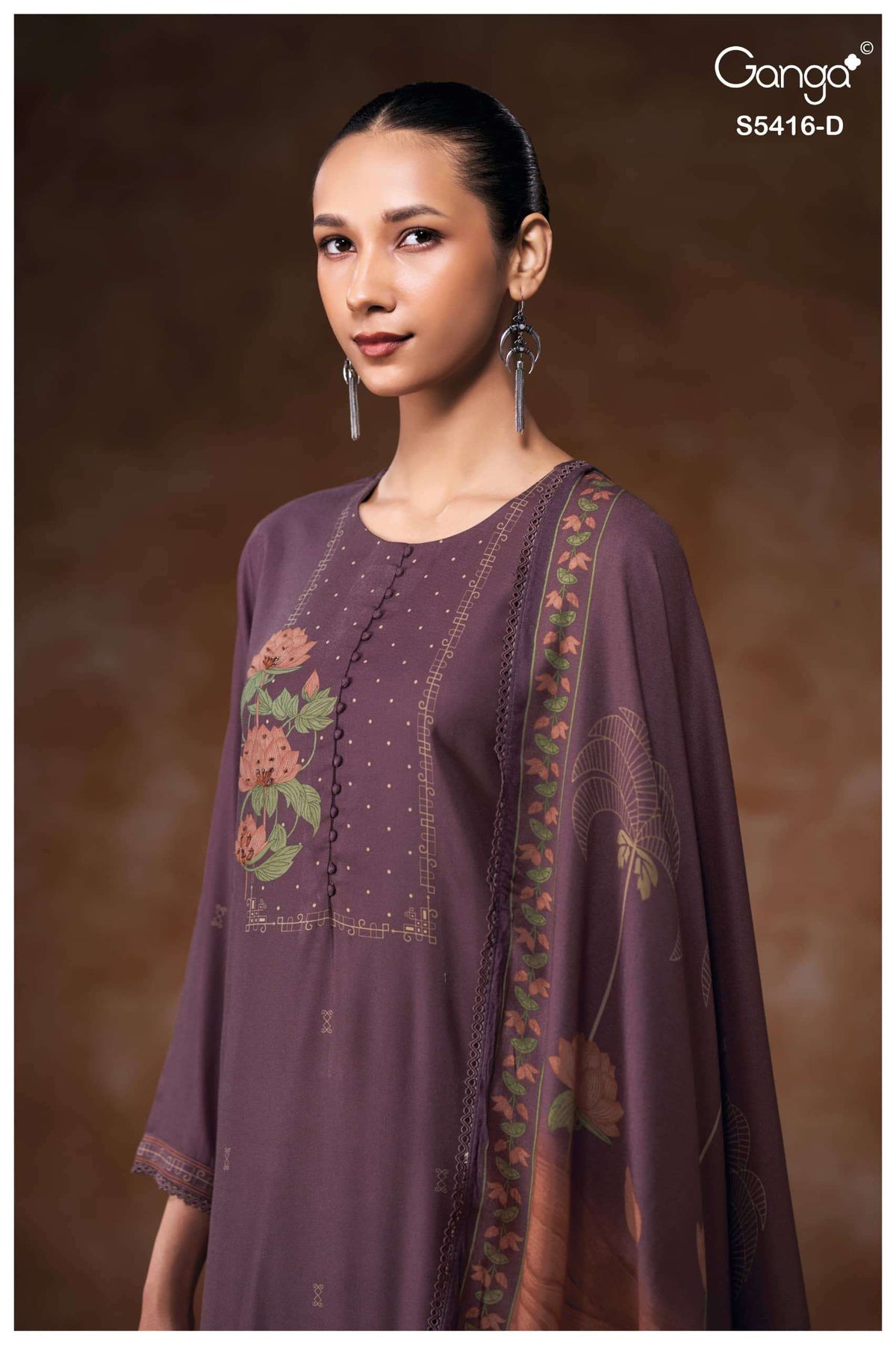 Ganga Fashion Likhita 5416 Pure Wool Pashmina Printed Dress Material