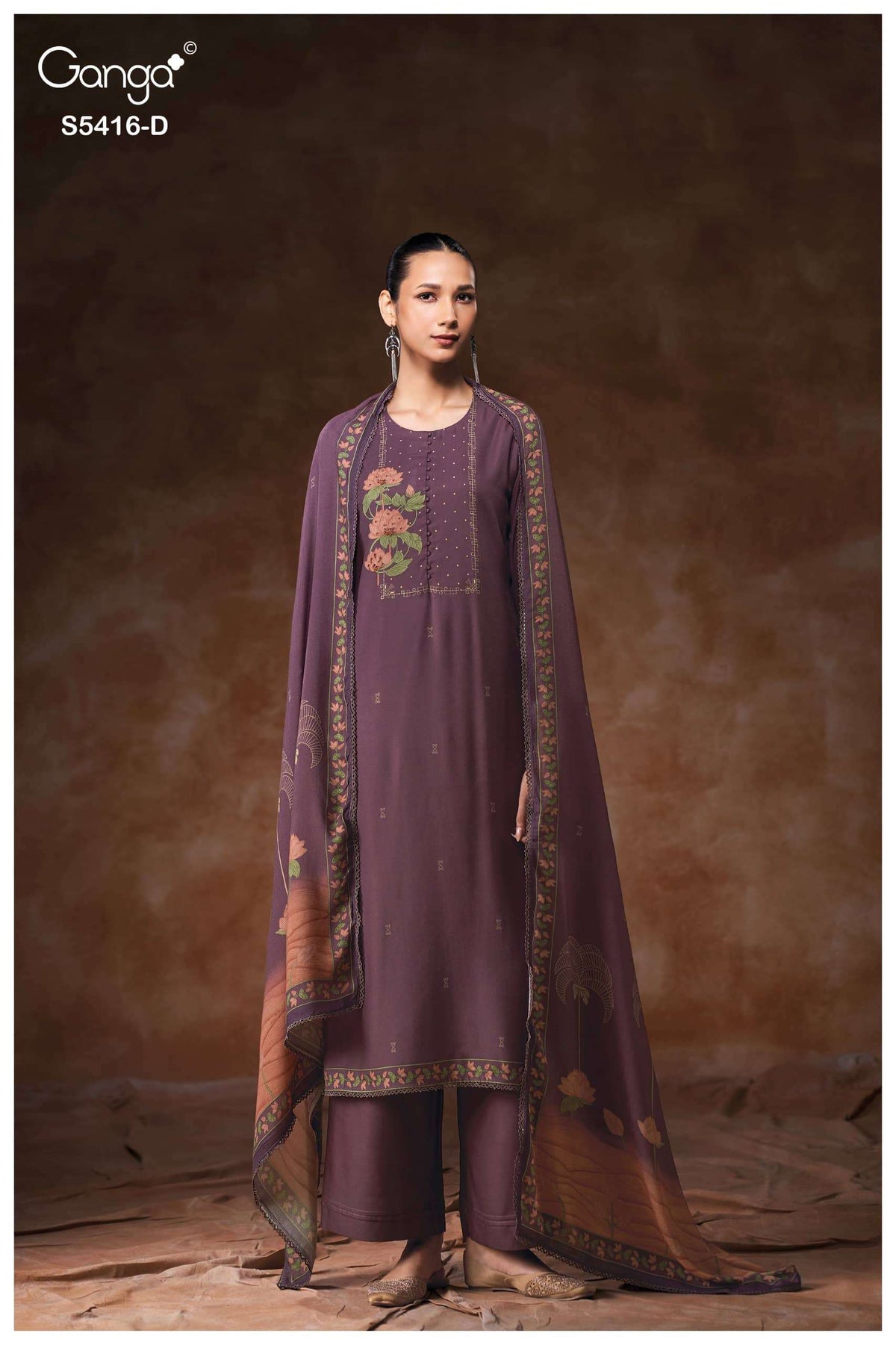Ganga Fashion Likhita 5416 Pure Wool Pashmina Printed Dress Material