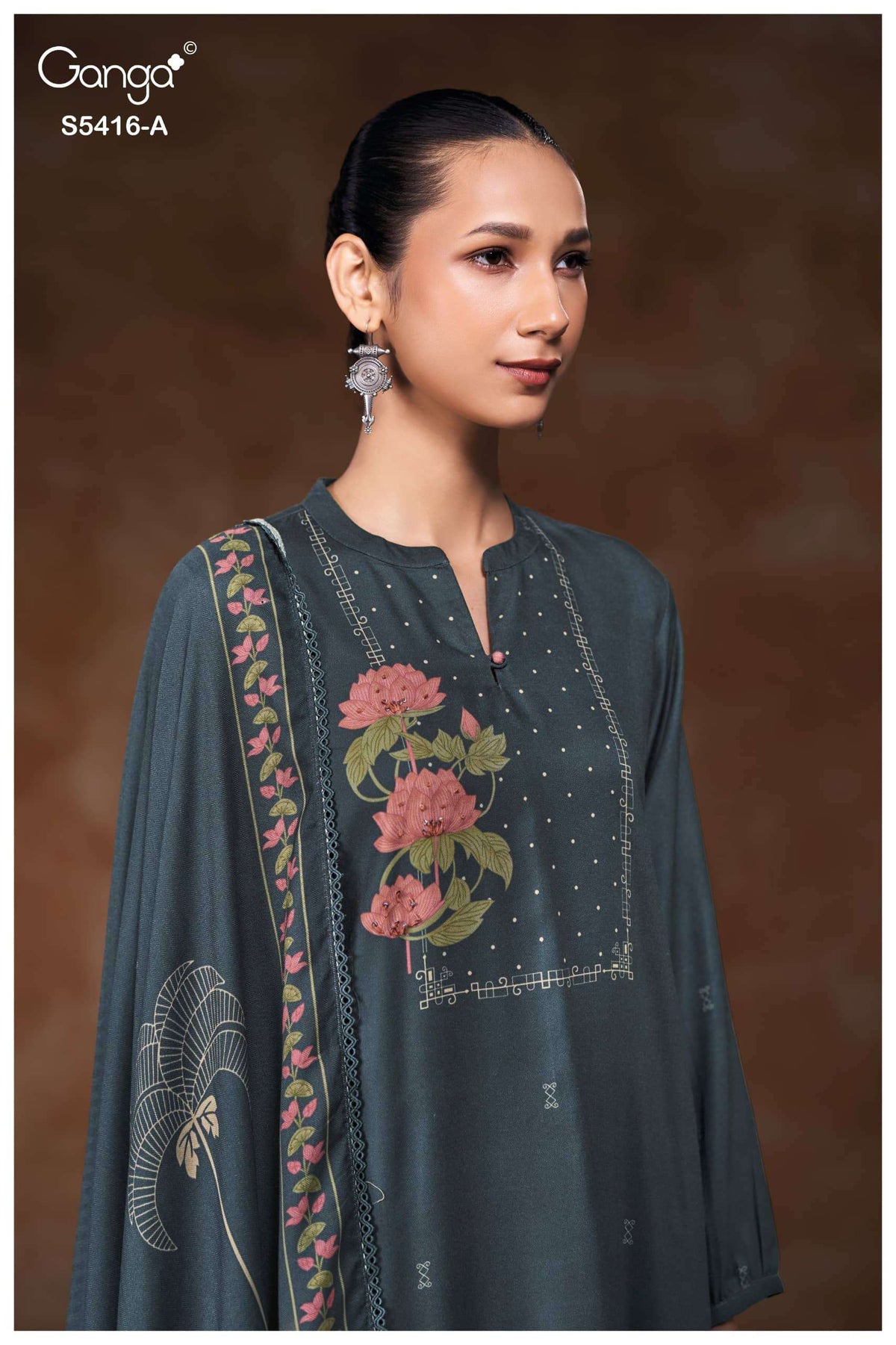 Ganga Fashion Likhita 5416 Pure Wool Pashmina Printed Dress Material