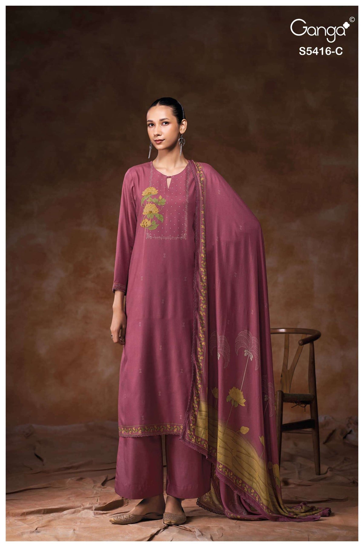 Ganga Fashion Likhita 5416 Pure Wool Pashmina Printed Dress Material