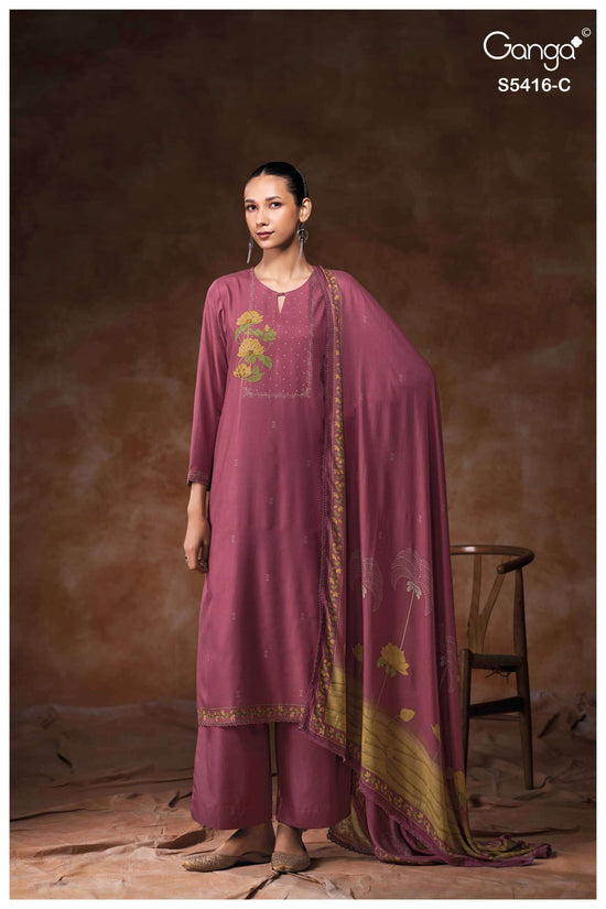 Ganga Fashion Likhita 5416 Pure Wool Pashmina Printed Dress Material