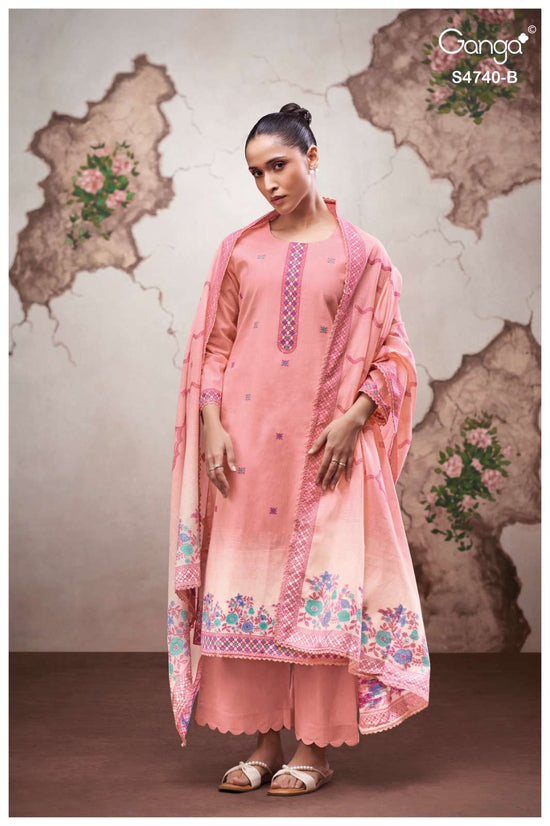 Ganga Fashion Lishara 4740 Premium Cotton Jacquard Dress Material Wholesale - Amrah Wholesale