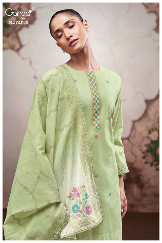 Ganga Fashion Lishara 4740 Premium Cotton Jacquard Dress Material Wholesale - Amrah Wholesale