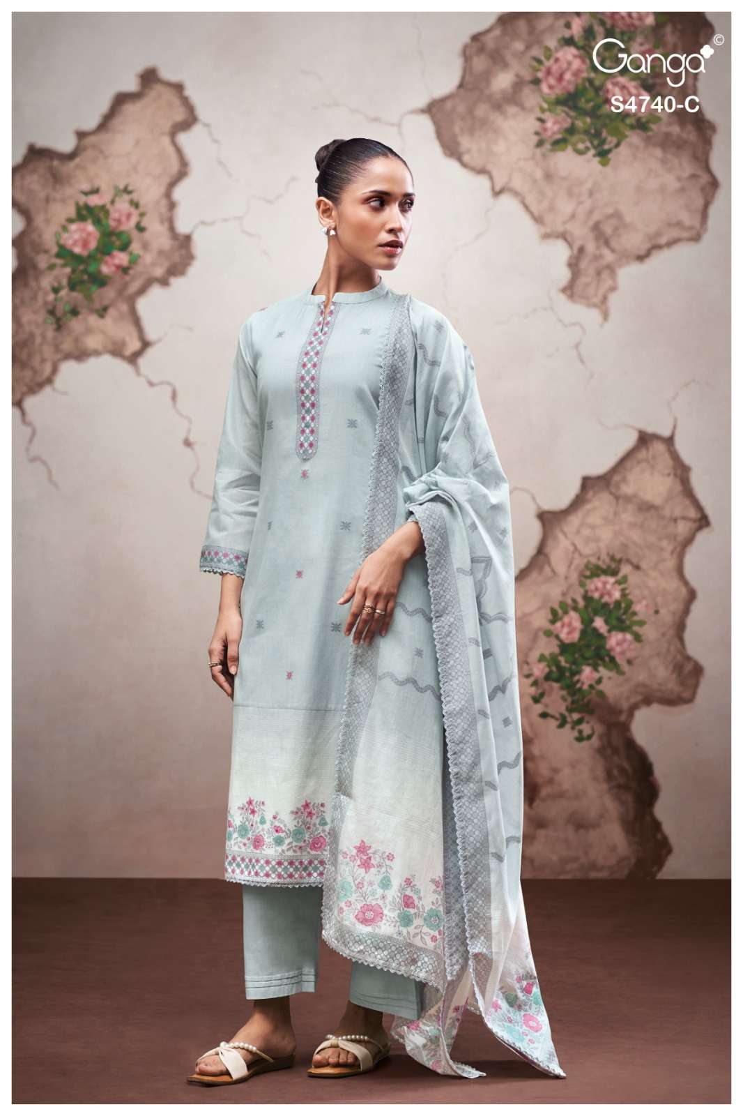 Ganga Fashion Lishara 4740 Premium Cotton Jacquard Dress Material Wholesale - Amrah Wholesale