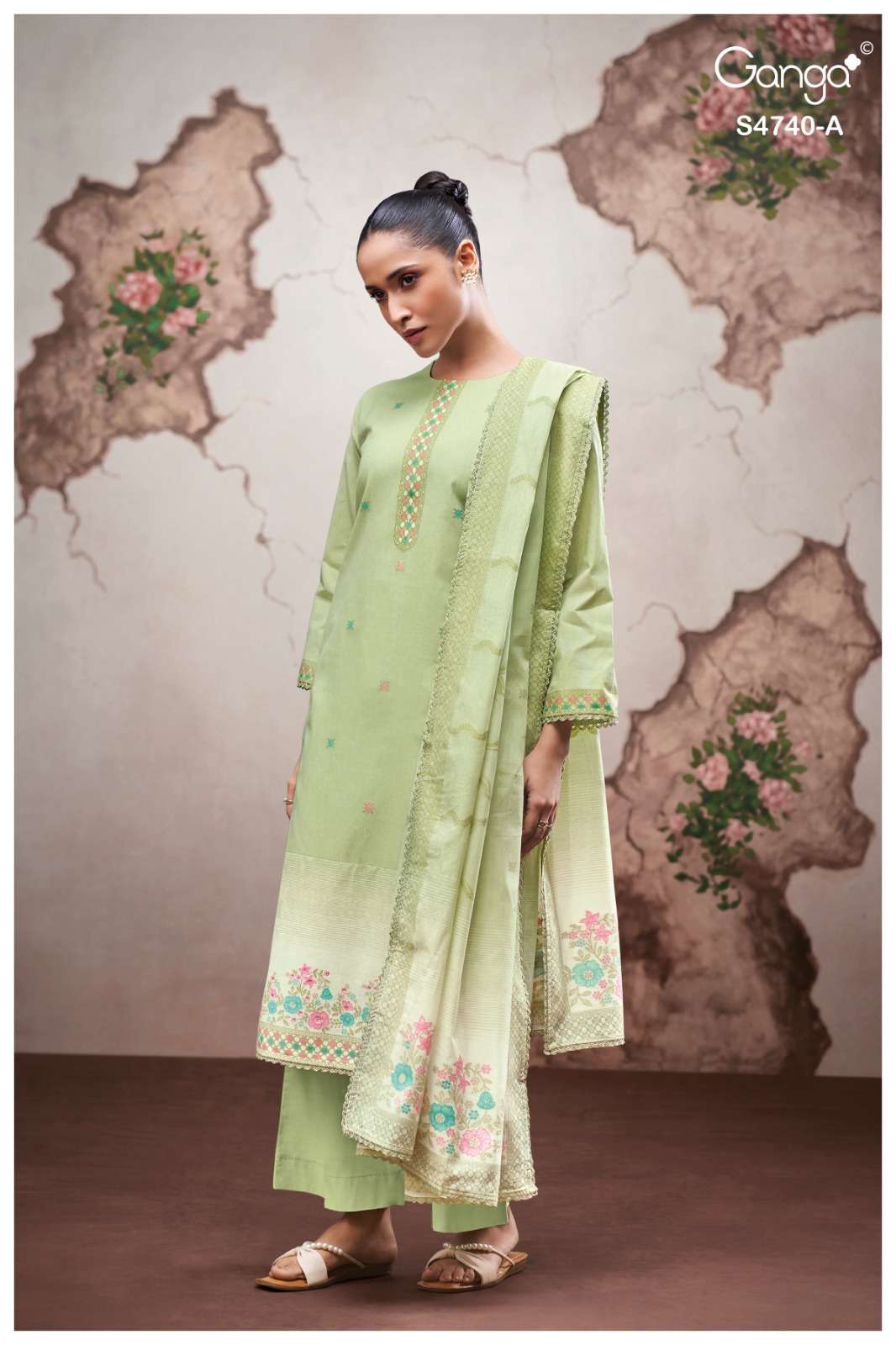Ganga Fashion Lishara 4740 Premium Cotton Jacquard Dress Material Wholesale - Amrah Wholesale