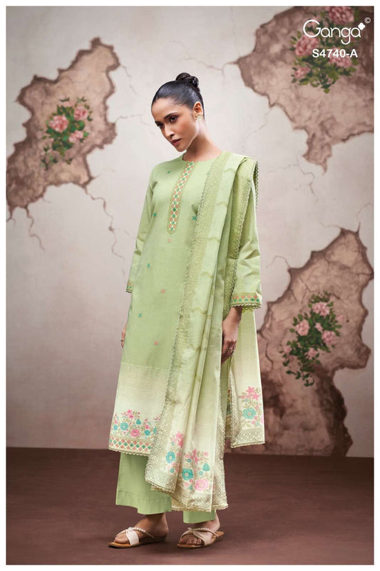 Ganga Fashion Lishara 4740 Premium Cotton Jacquard Dress Material Wholesale - Amrah Wholesale