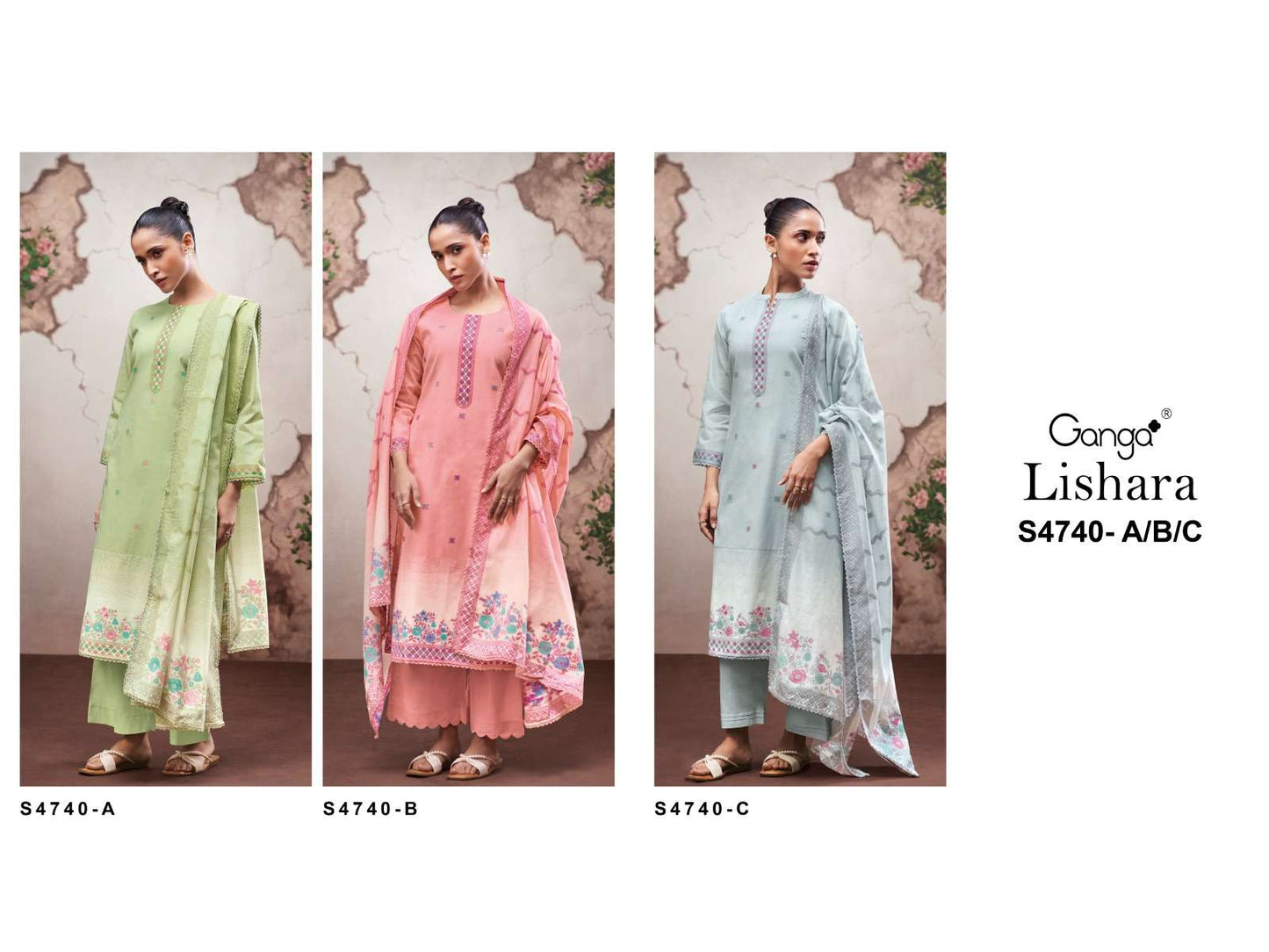 Ganga Fashion Lishara 4740 Premium Cotton Jacquard Dress Material Wholesale - Amrah Wholesale
