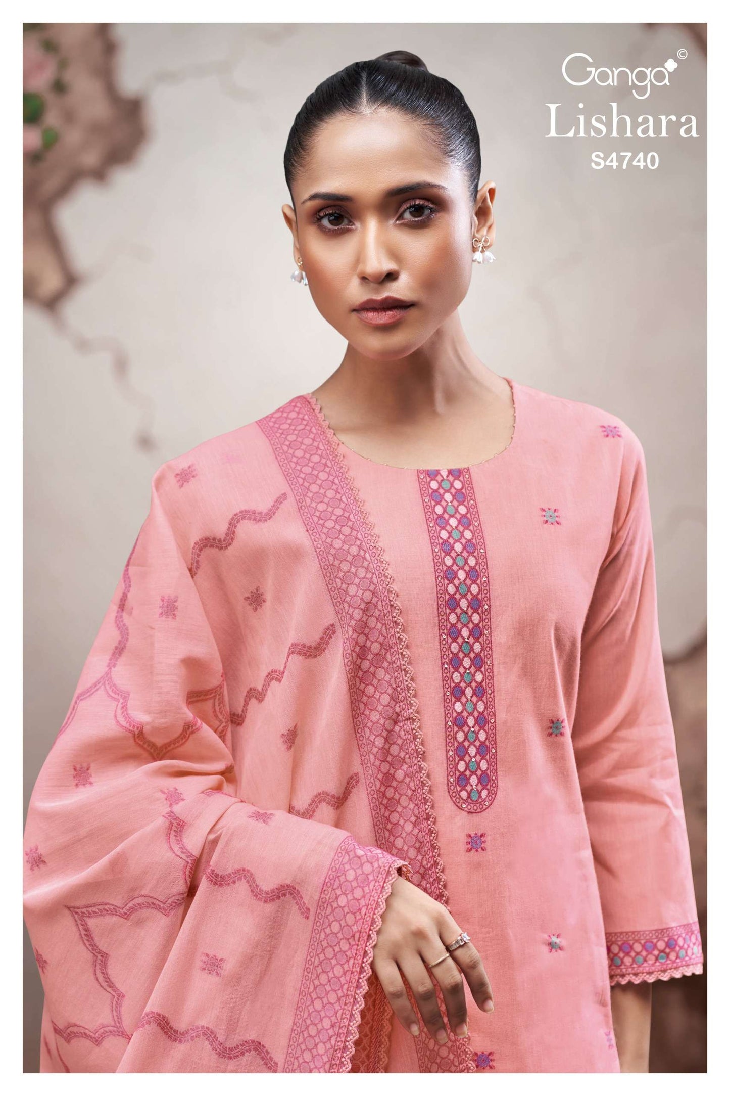 Ganga Fashion Lishara 4740 Premium Cotton Jacquard Dress Material Wholesale - Amrah Wholesale