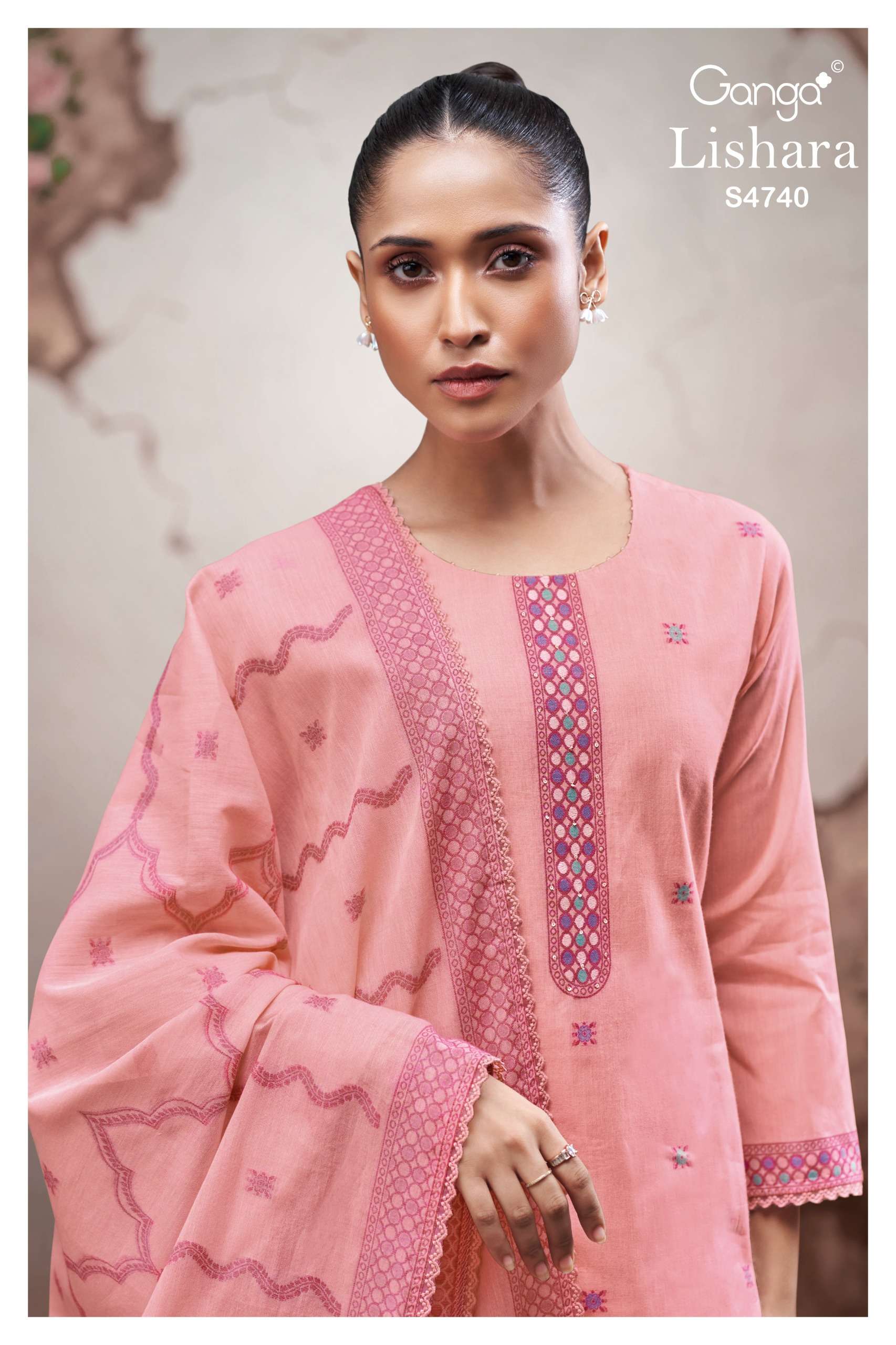 Ganga Fashion Lishara 4740 Premium Cotton Jacquard Dress Material Wholesale - Amrah Wholesale