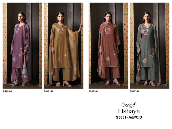 Ganga Fashion Lishaya 5351 Pure Wool Pashmina Dress Material