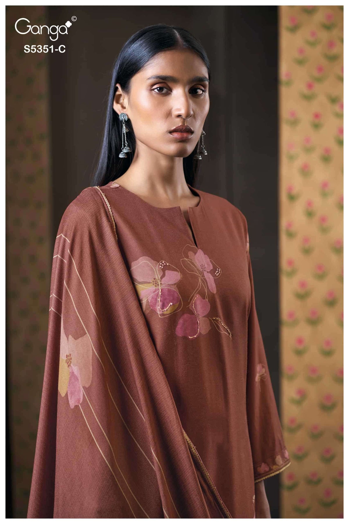 Ganga Fashion Lishaya 5351 Pure Wool Pashmina Dress Material