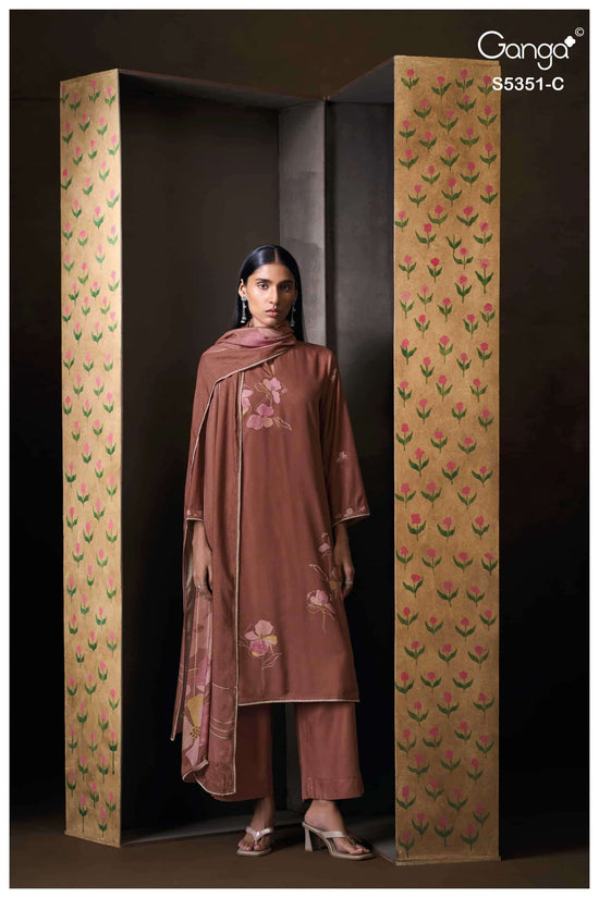 Ganga Fashion Lishaya 5351 Pure Wool Pashmina Dress Material