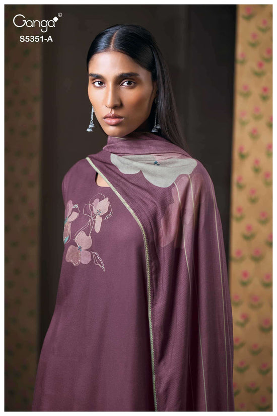 Ganga Fashion Lishaya 5351 Pure Wool Pashmina Dress Material
