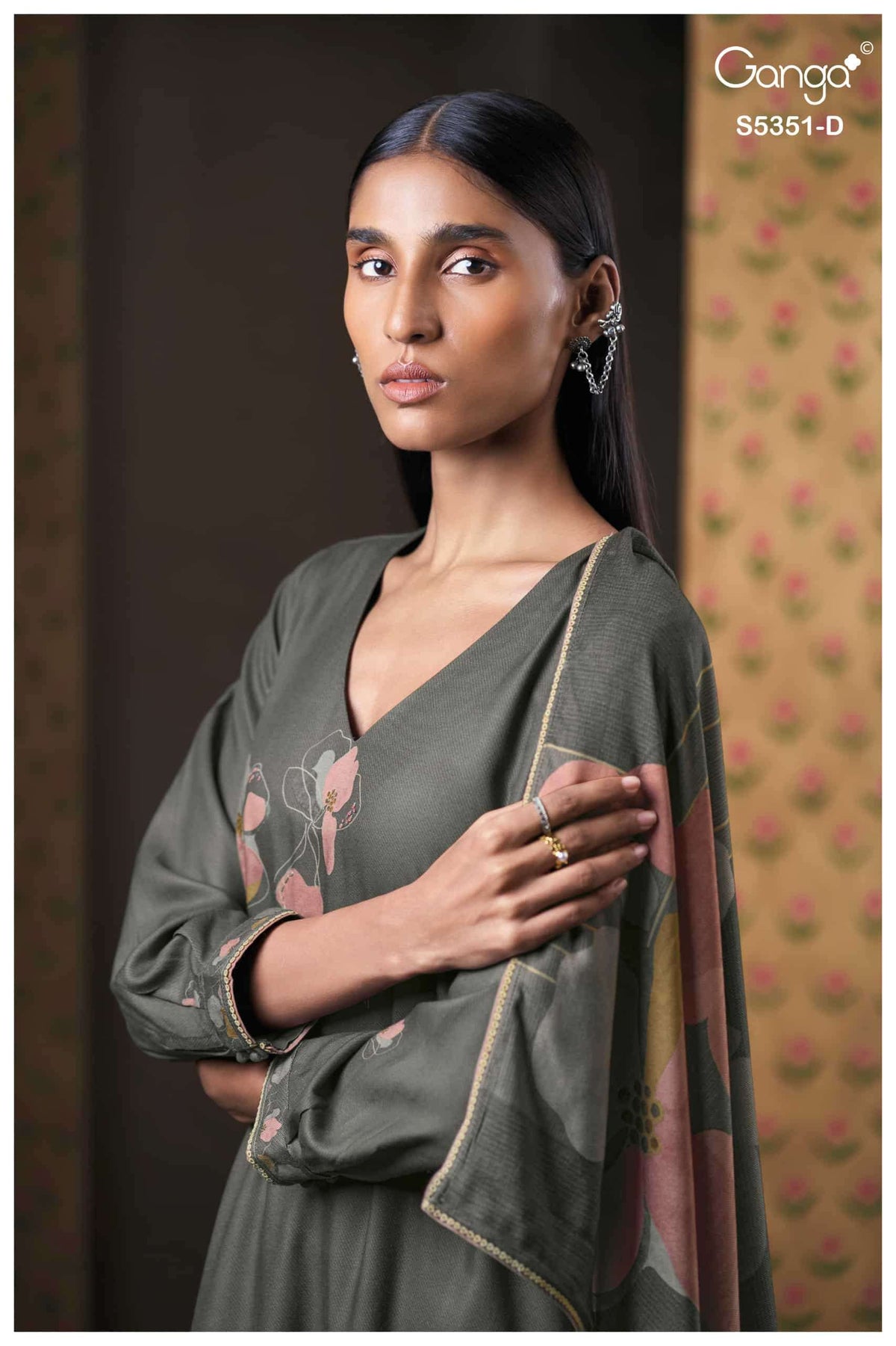 Ganga Fashion Lishaya 5351 Pure Wool Pashmina Dress Material