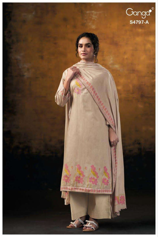 Ganga Fashion Lishika 4797 Premium Cotton Embroidered Dress Material