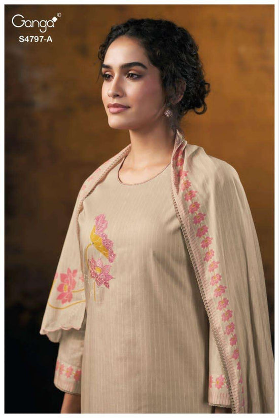Ganga Fashion Lishika 4797 Premium Cotton Embroidered Dress Material - Amrah Wholesale