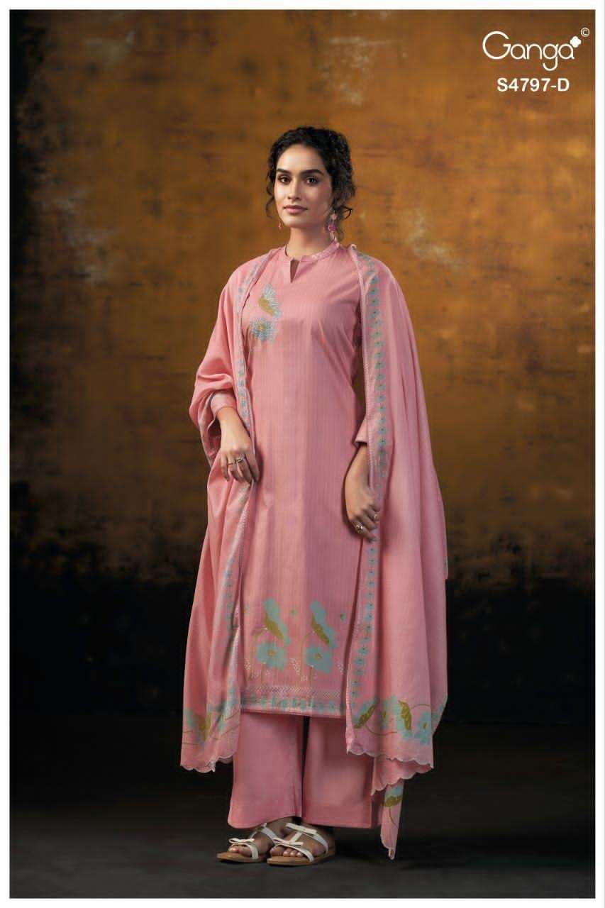 Ganga Fashion Lishika 4797 Premium Cotton Embroidered Dress Material - Amrah Wholesale