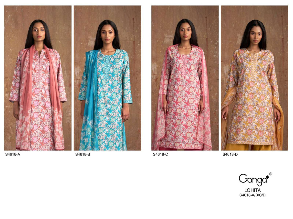 Ganga Fashion Lohita 4618 Cotton Dress Material Wholesale Surat - Amrah Wholesale