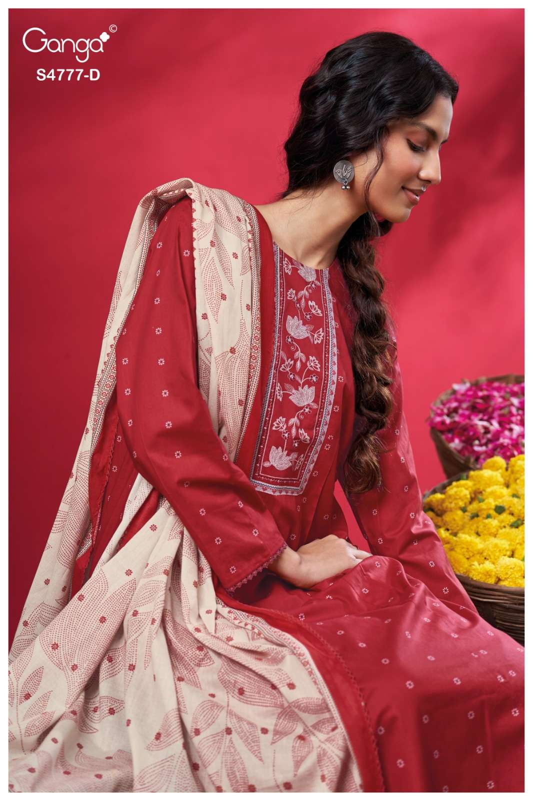 Ganga Fashion Lorael 4777 Premium Cotton Embroidery Designer Dress Material - Amrah Wholesale