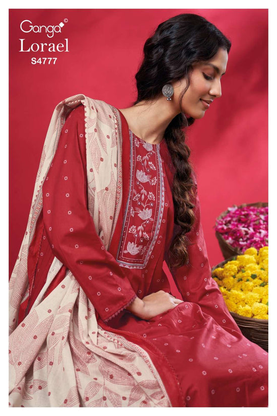 Ganga Fashion Lorael 4777 Premium Cotton Embroidery Designer Dress Material - Amrah Wholesale