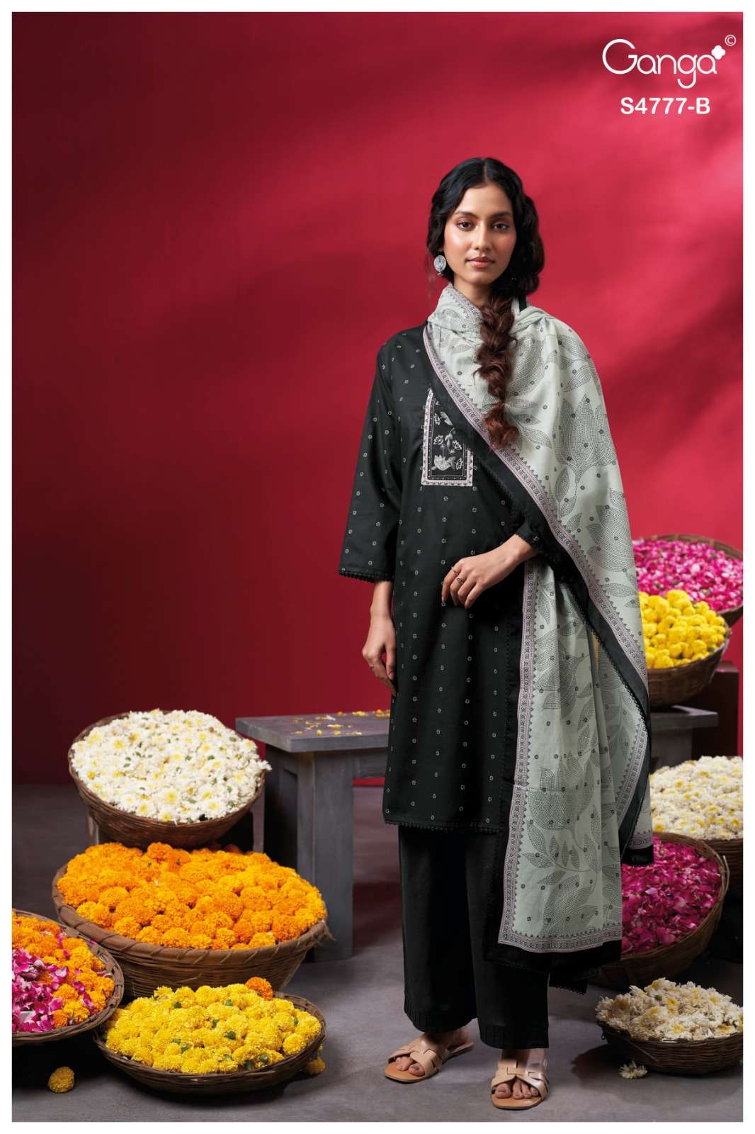Ganga Fashion Lorael 4777 Premium Cotton Embroidery Designer Dress Material - Amrah Wholesale