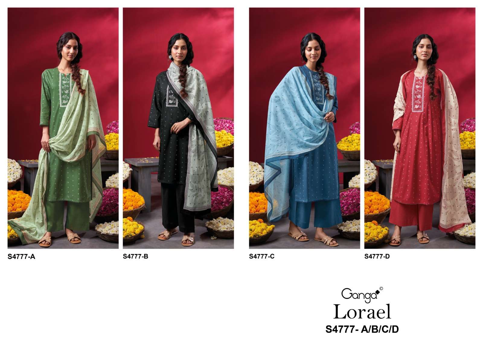 Ganga Fashion Lorael 4777 Premium Cotton Embroidery Designer Dress Material - Amrah Wholesale