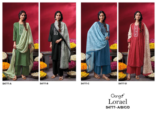 Ganga Fashion Lorael 4777 Premium Cotton Embroidery Designer Dress Material - Amrah Wholesale