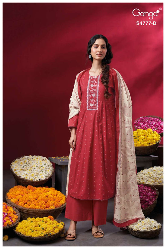 Ganga Fashion Lorael 4777 Premium Cotton Embroidery Designer Dress Material - Amrah Wholesale