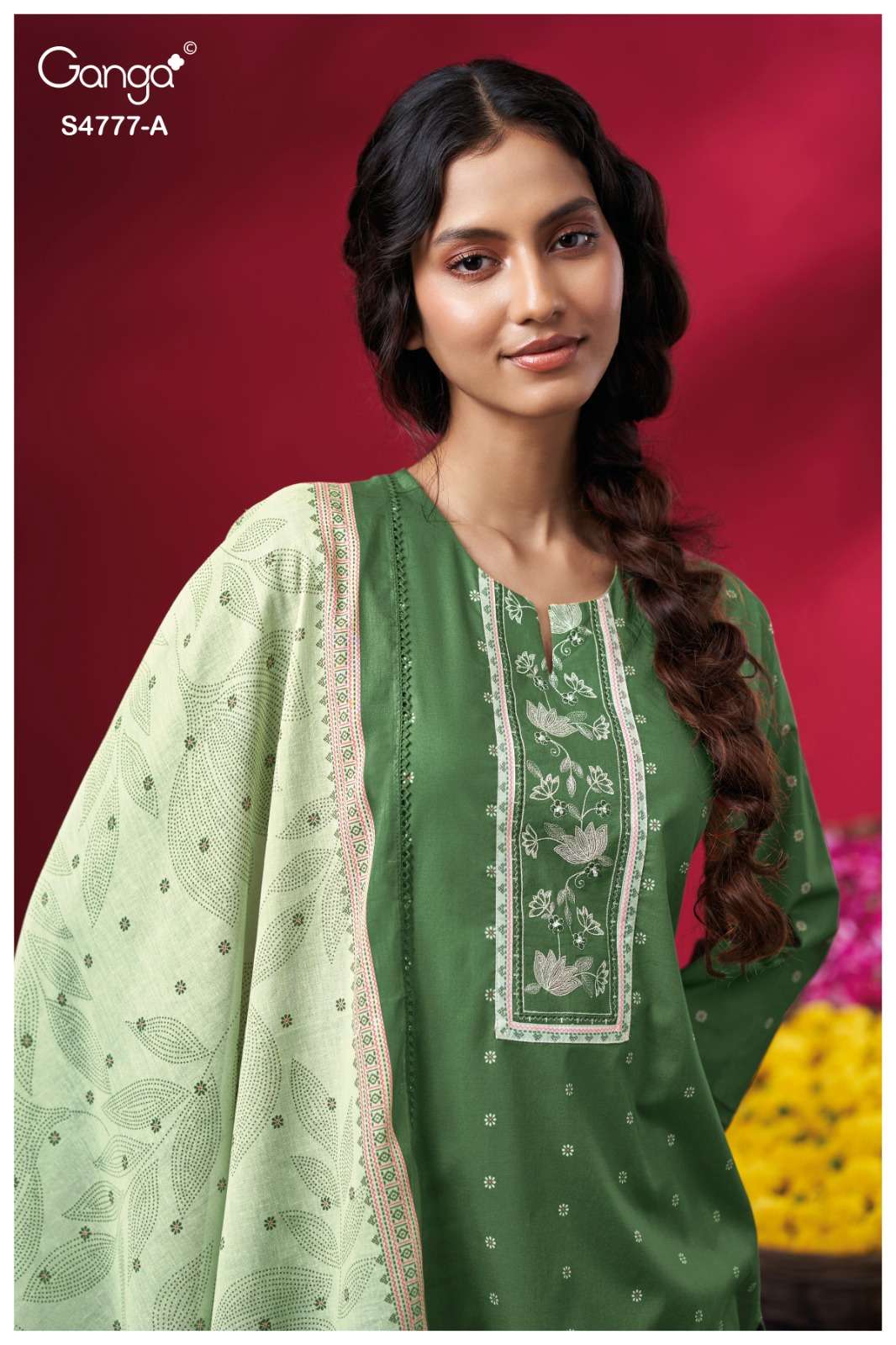 Ganga Fashion Lorael 4777 Premium Cotton Embroidery Designer Dress Material - Amrah Wholesale