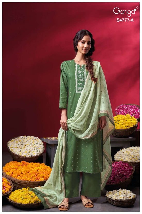 Ganga Fashion Lorael 4777 Premium Cotton Embroidery Designer Dress Material - Amrah Wholesale