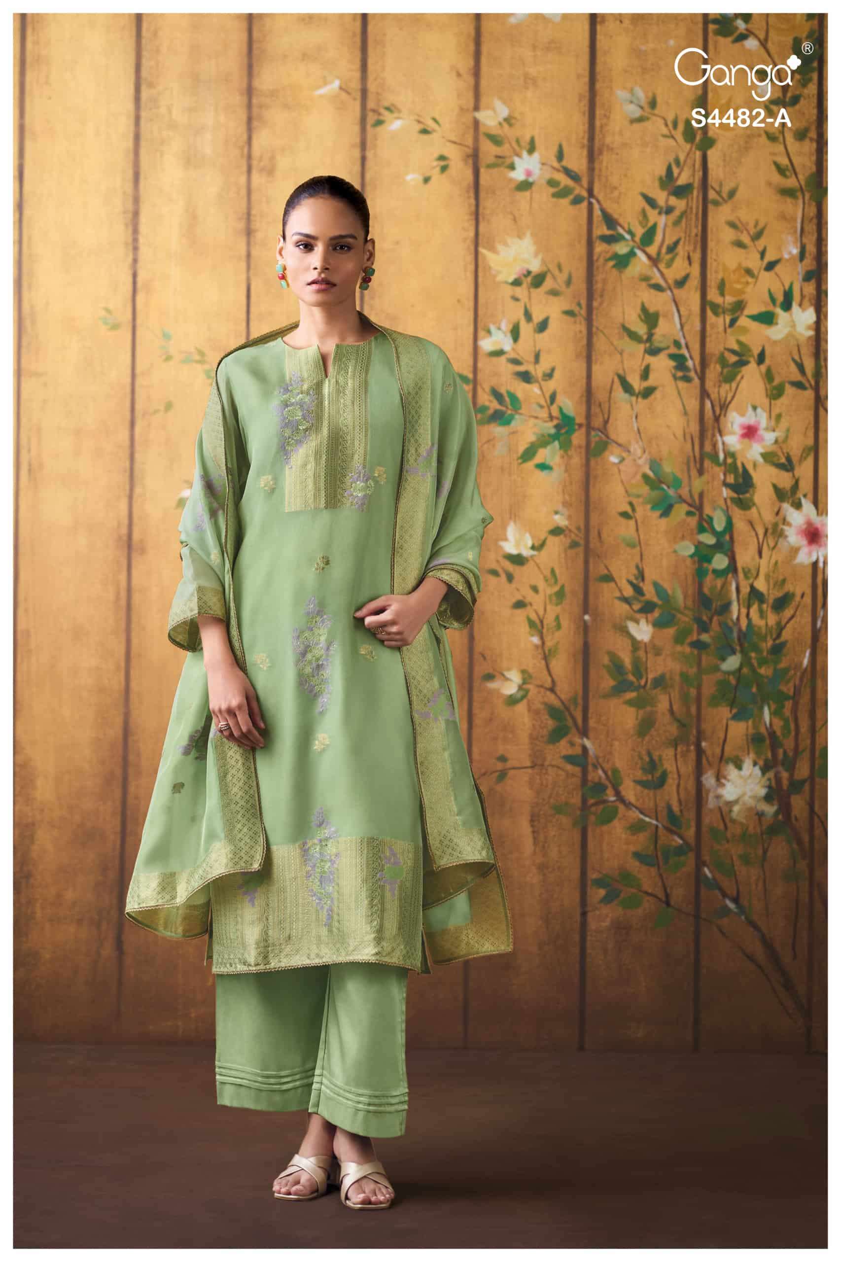 Ganga Fashion Lupita 4482 Bemberg Silk Organza Party Wear Dress Material
