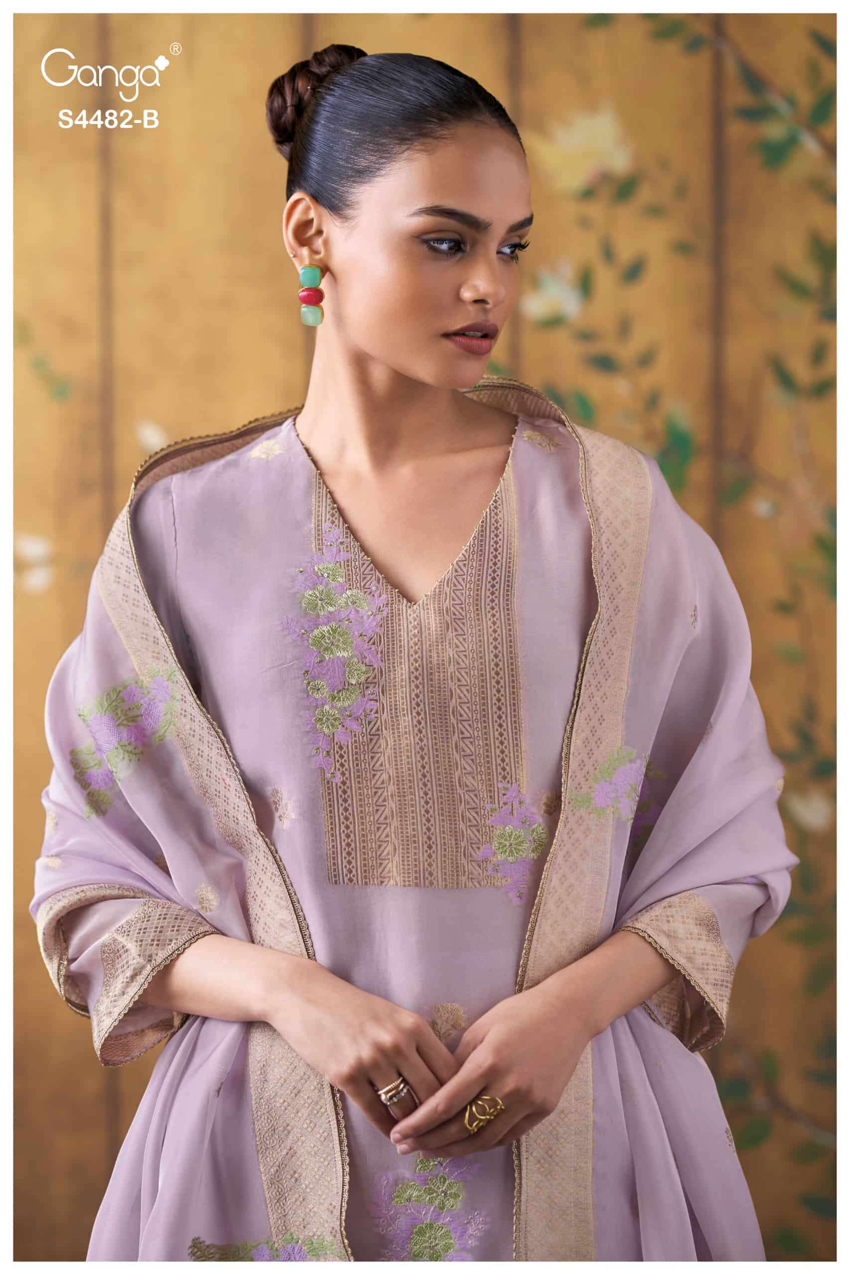 Ganga Fashion Lupita 4482 Bemberg Silk Organza Party Wear Dress Material