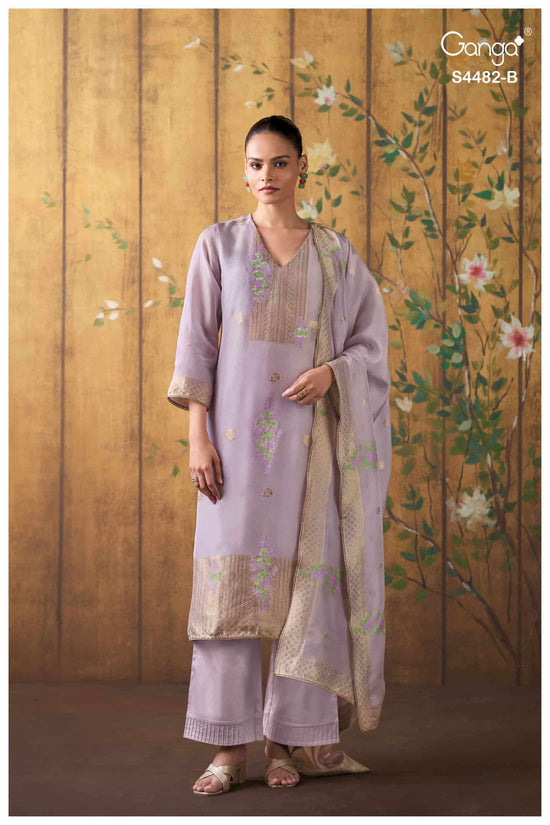 Ganga Fashion Lupita 4482 Bemberg Silk Organza Party Wear Dress Material