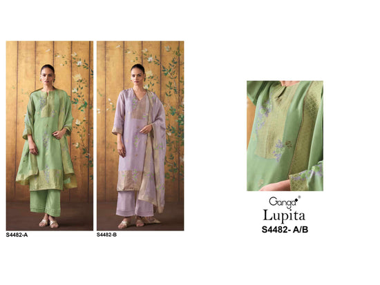 Ganga Fashion Lupita 4482 Bemberg Silk Organza Party Wear Dress Material