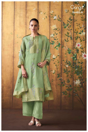 Ganga Fashion Lupita 4482 Bemberg Silk Organza Party Wear Dress Material - Amrah Wholesale