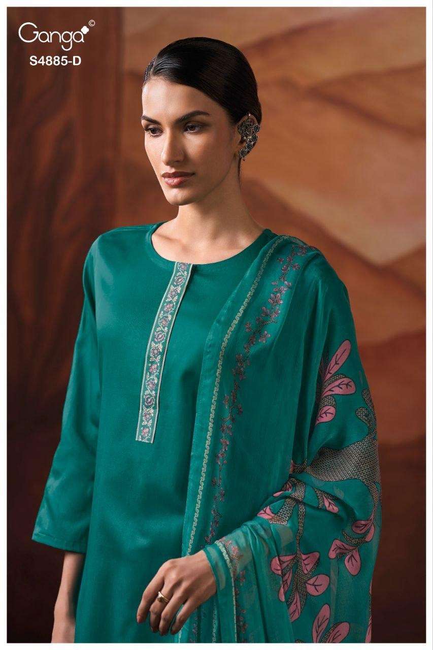Ganga Fashion Lvessa 4885 Cotton Satin Dress Material - Amrah Wholesale