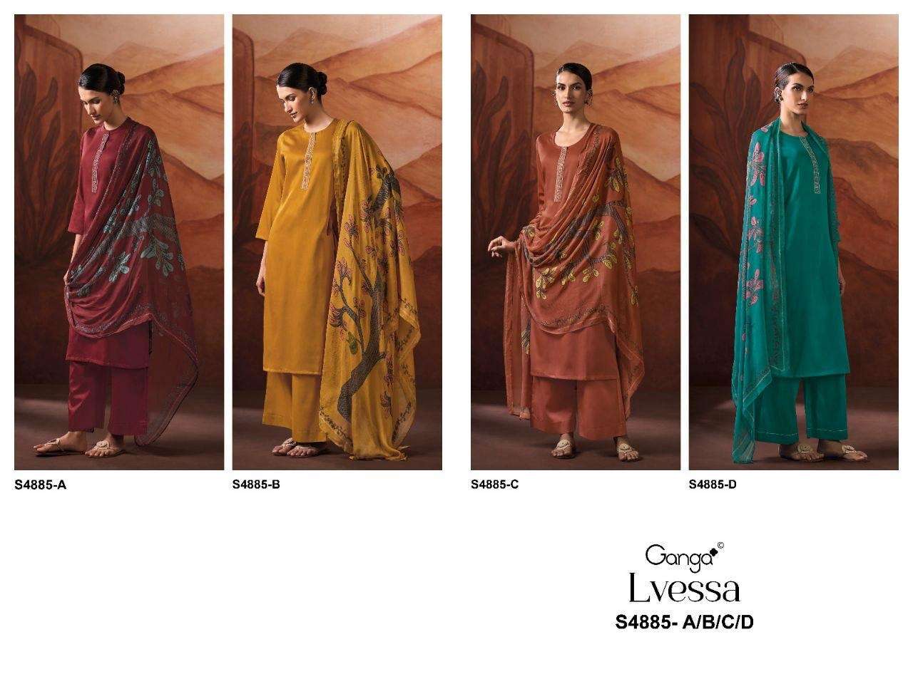 Ganga Fashion Lvessa 4885 Cotton Satin Dress Material - Amrah Wholesale