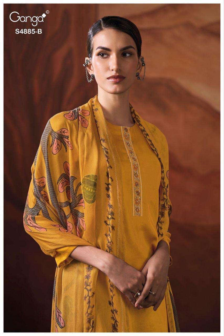 Ganga Fashion Lvessa 4885 Cotton Satin Dress Material - Amrah Wholesale
