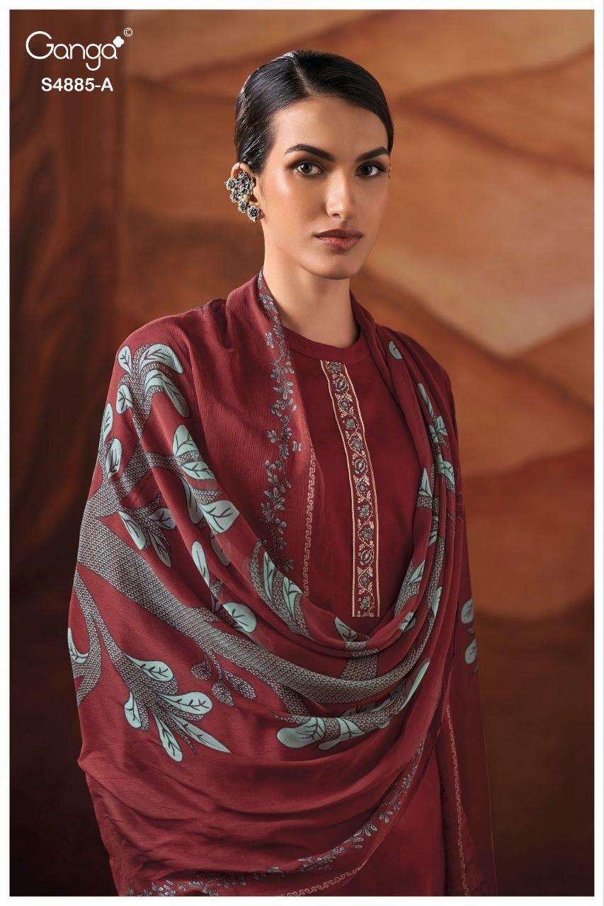 Ganga Fashion Lvessa 4885 Cotton Satin Dress Material - Amrah Wholesale