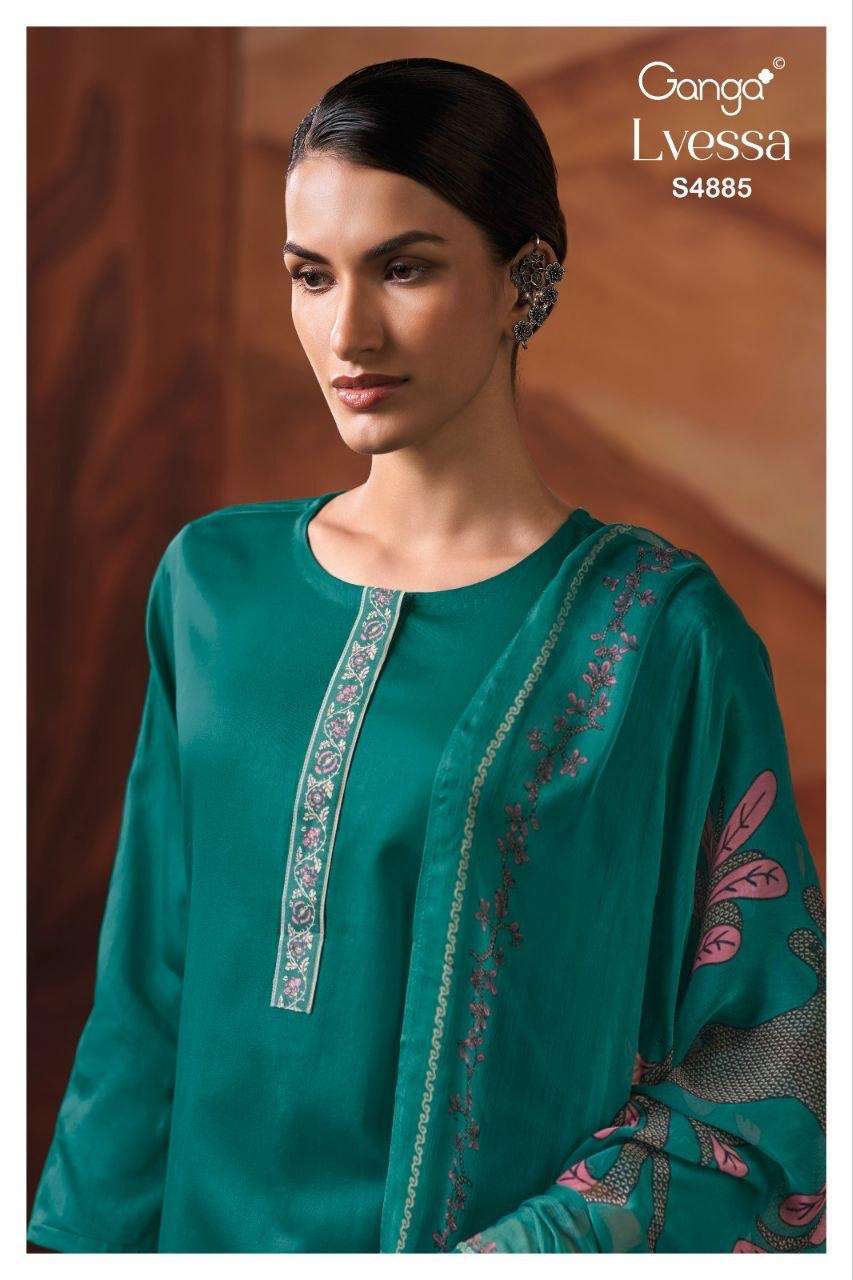 Ganga Fashion Lvessa 4885 Cotton Satin Dress Material - Amrah Wholesale