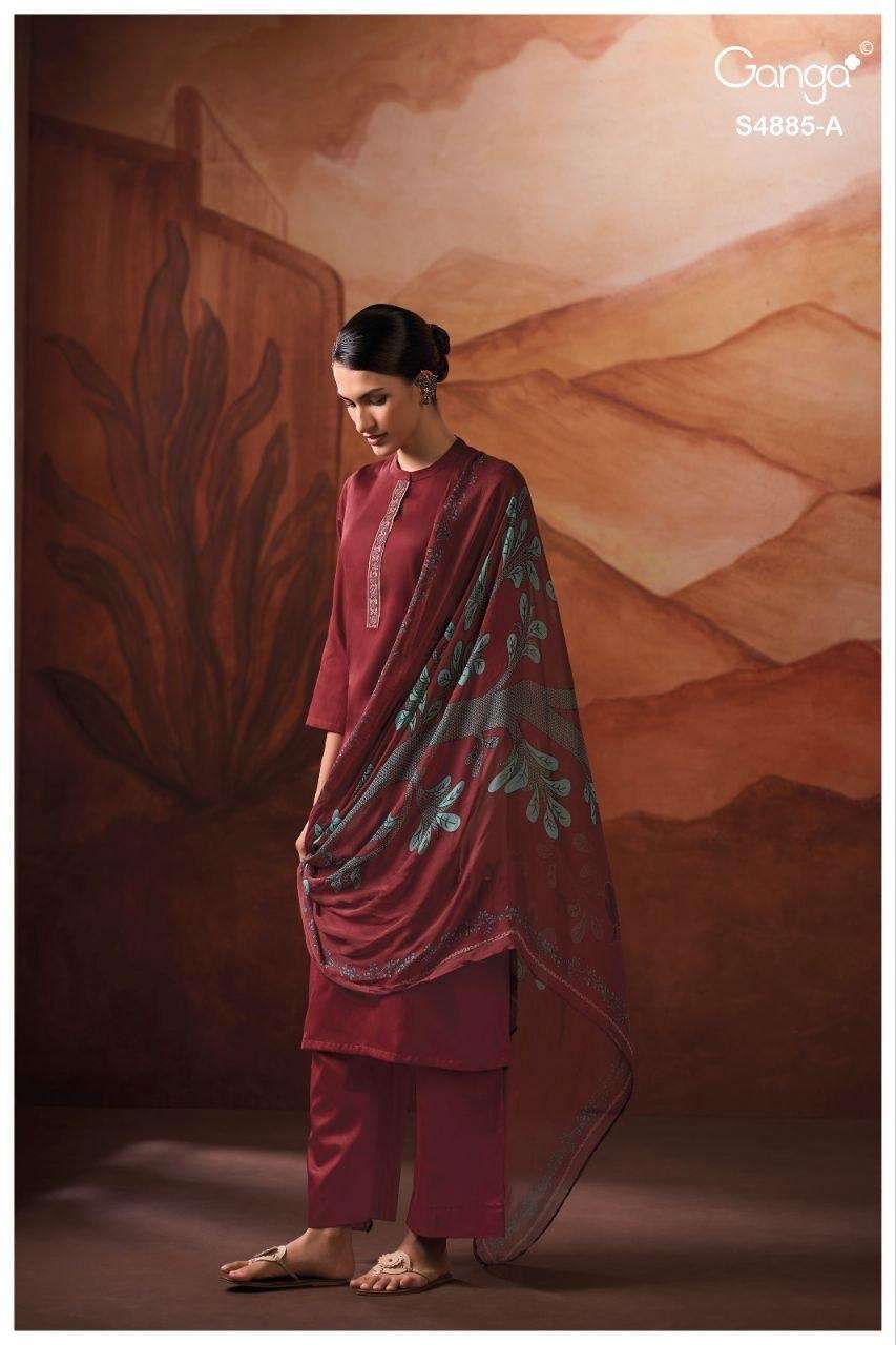 Ganga Fashion Lvessa 4885 Cotton Satin Dress Material - Amrah Wholesale
