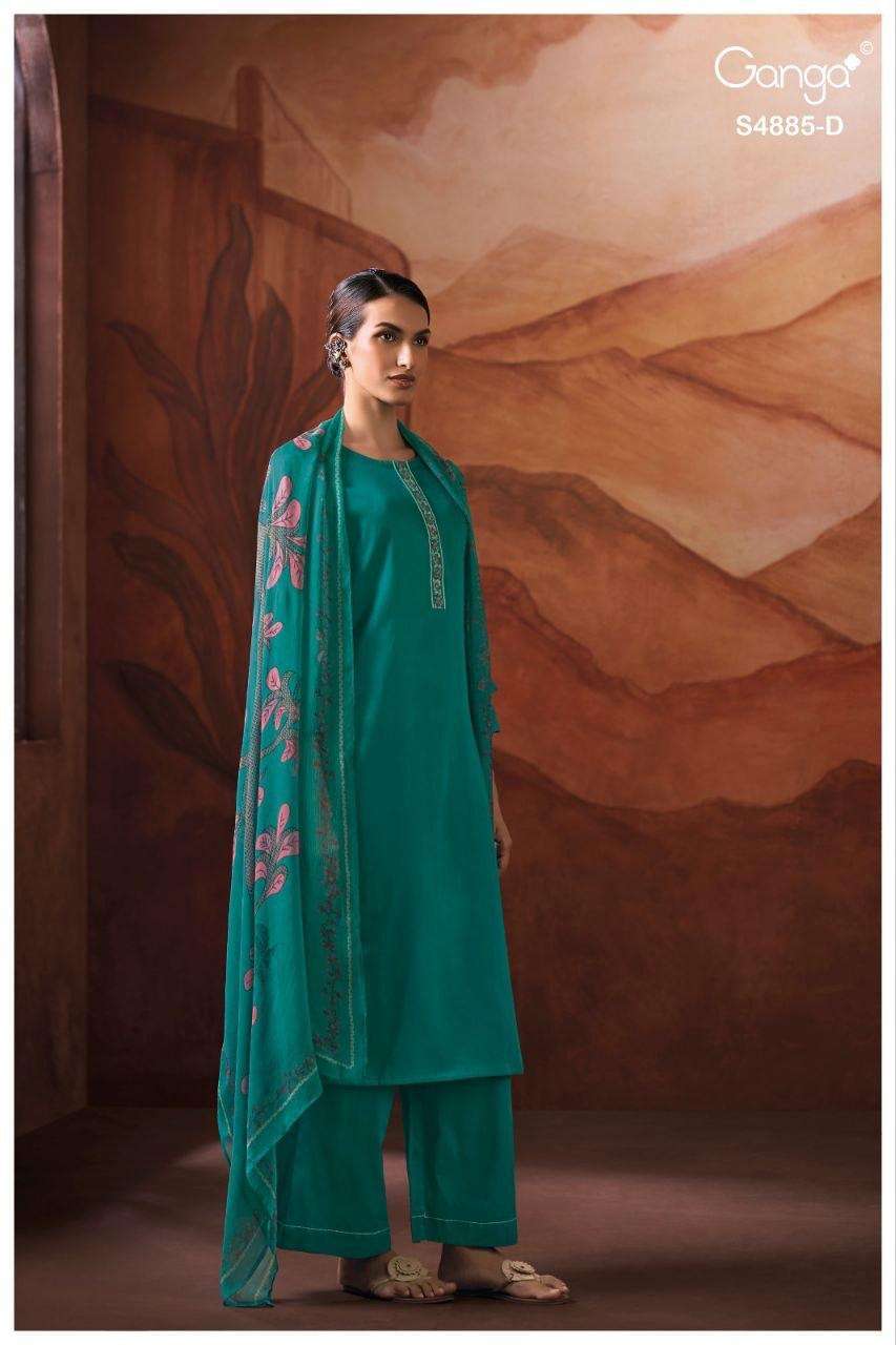Ganga Fashion Lvessa 4885 Cotton Satin Dress Material - Amrah Wholesale