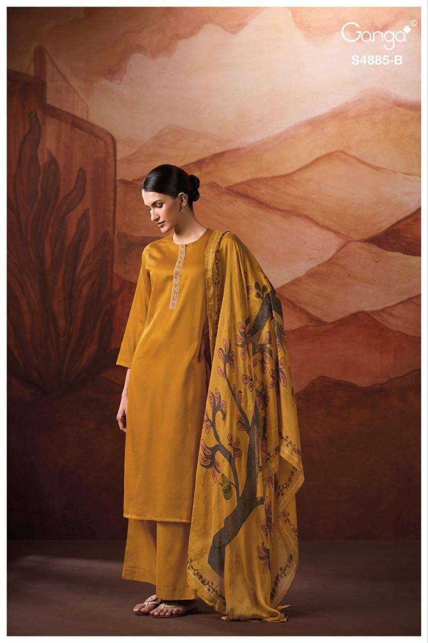 Ganga Fashion Lvessa 4885 Cotton Satin Dress Material - Amrah Wholesale